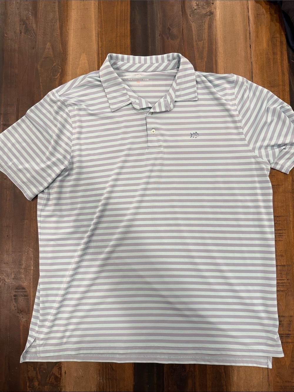 Southern Tide Men's Striped Polo in Light Gray & Light Blue